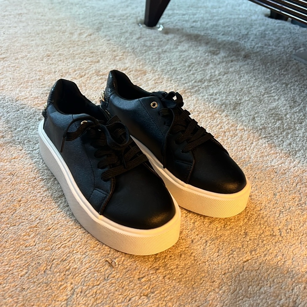 Womens Black Platform Sneakers
